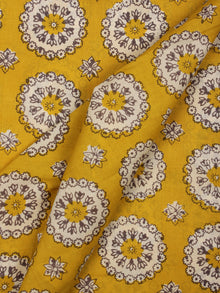 Mustard Ivory Brown Hand Block Printed Cotton Fabric Per Meter - F001F2018