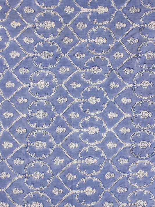 Blue White Hand Block Printed Cotton Fabric Per Meter - F001F2185