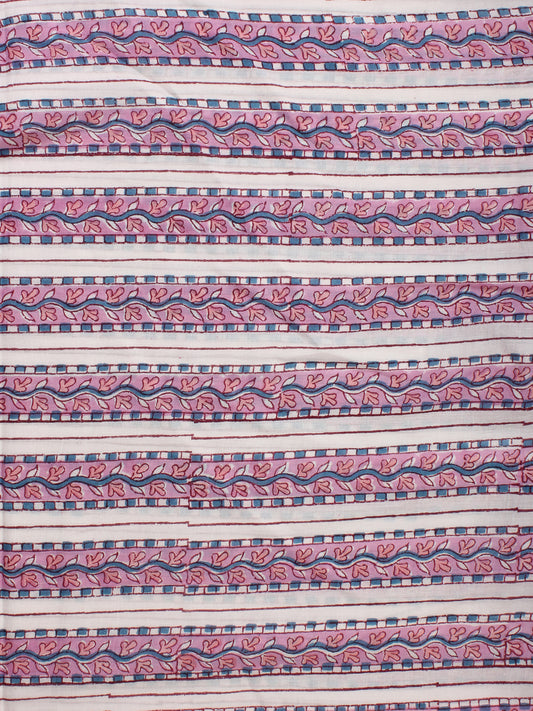 Pink White Grey Hand Block Printed Cotton Fabric Per Meter - F001F2230