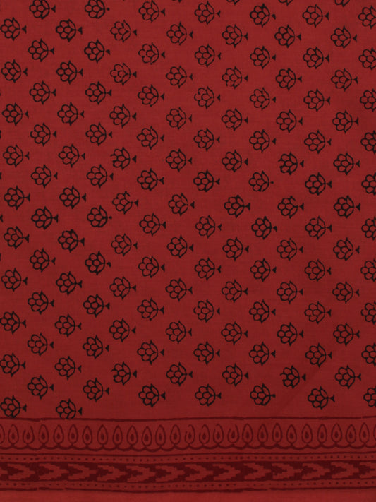 Crimson Red Black Bagh Printed Cotton Fabric Per Meter - F005F2080