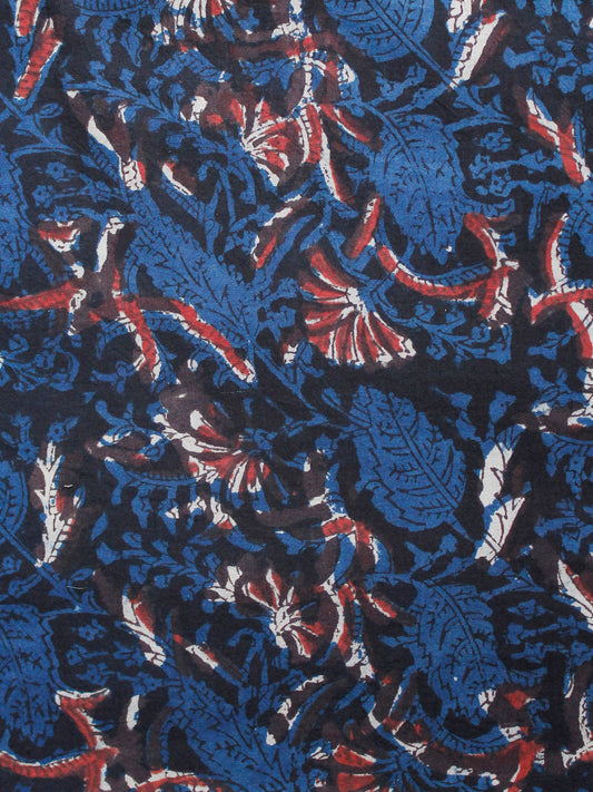 Indigo Black Brown Rust Hand Block Printed Cotton Fabric Per Meter - F001F1358