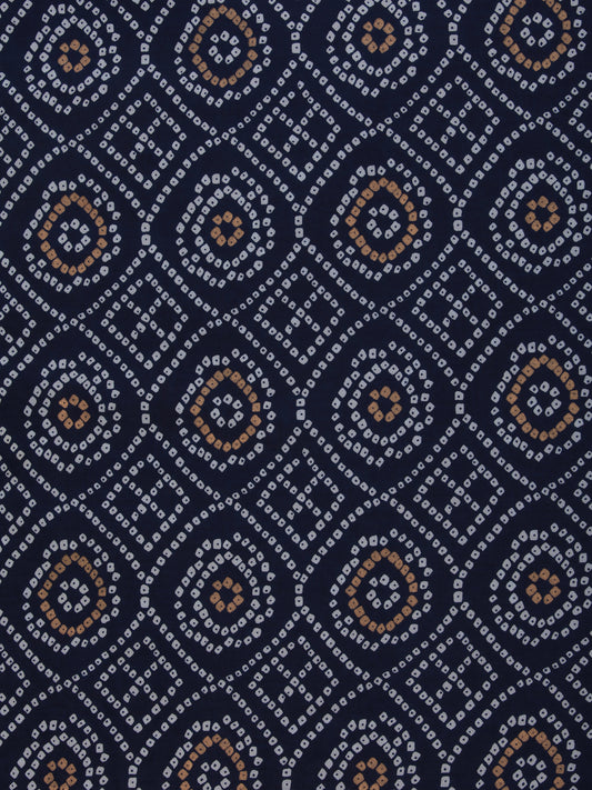 Navy Mustard Bandhani Block Printed Cotton Fabric Per Meter - F001F2374