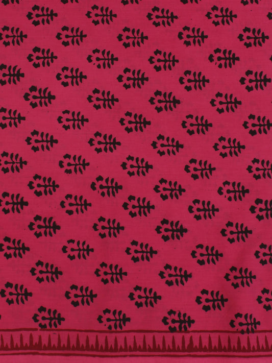 Magenta Pink Black Bagh Printed Cotton Fabric Per Meter - F005F2081