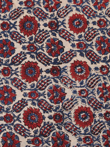 OffWhite Red Indigo Hand Block Printed Cotton Fabric Per Meter - F001F2465