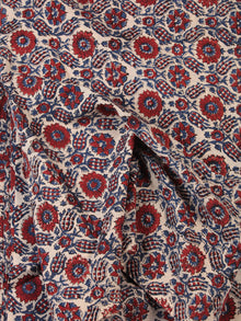 OffWhite Red Indigo Hand Block Printed Cotton Fabric Per Meter - F001F2465