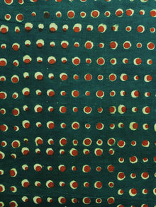 Dark Green Red Ivory Hand Block Printed Cotton Fabric Per Meter - F003F1303