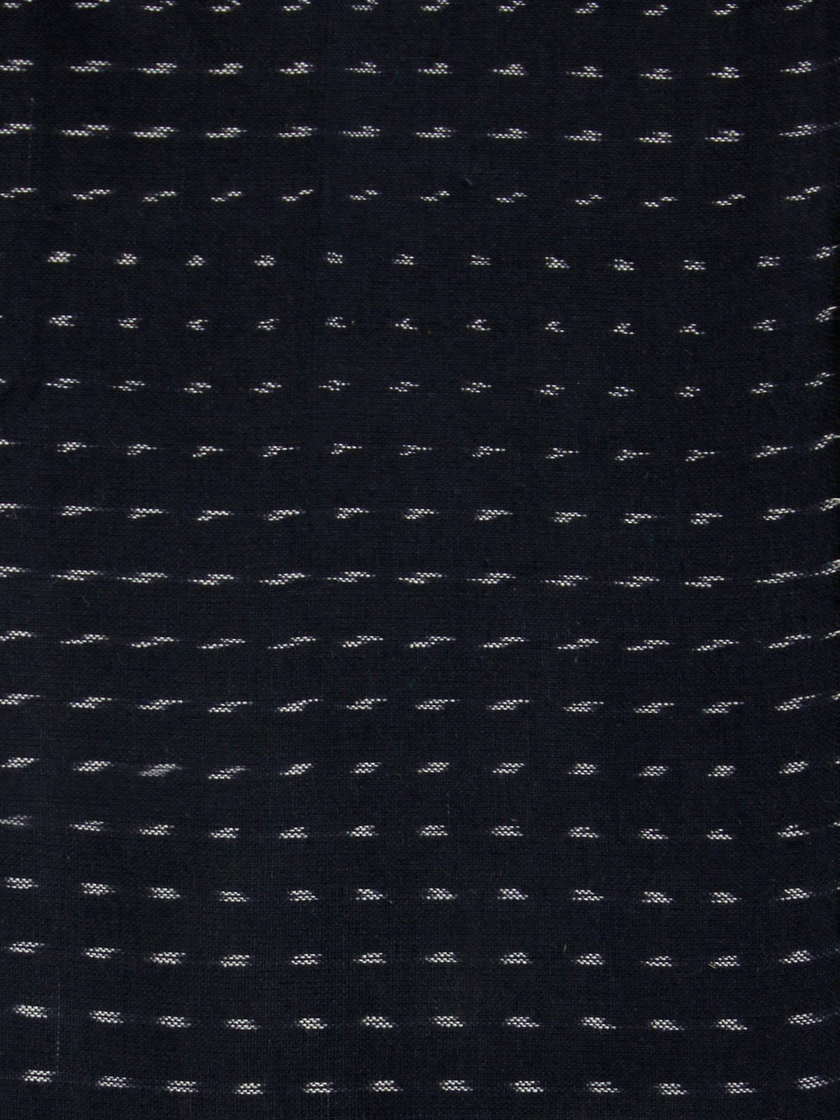 Navy Blue White Hand Woven Double Ikat Handloom Cotton Fabric Per Meter - F002F1949