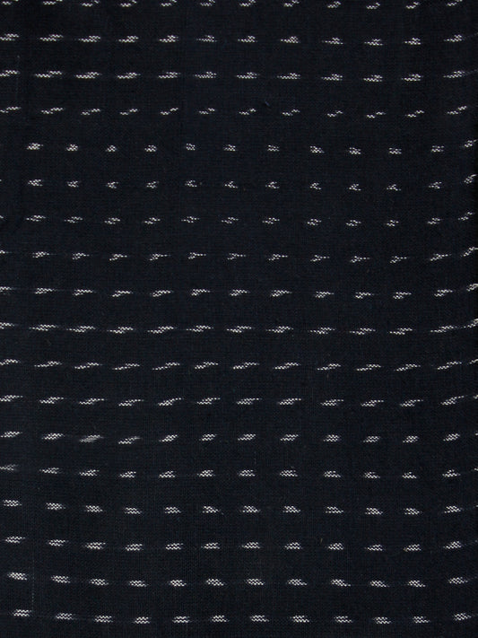 Navy Blue White Hand Woven Double Ikat Handloom Cotton Fabric Per Meter - F002F1949