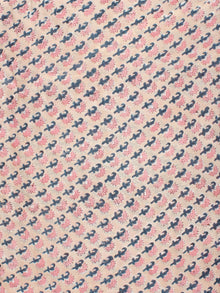 Salmon Pink Green Hand Block Printed Cotton Fabric Per Meter - F001F2330