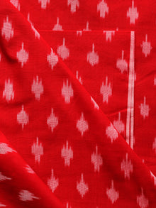 Red Ivory Pochampally Hand Weaved Ikat Mercerised Cotton Fabric Per Meter - F002F1857