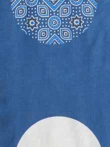 Indigo Blue White Ajrakh Printed Cotton Fabric Per Meter - F003F1506