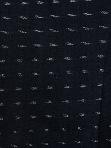 Navy Blue White Hand Woven Double Ikat Handloom Cotton Fabric Per Meter - F002F1949