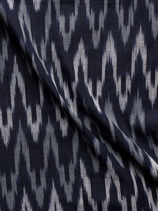 Blue White Grey Pochampally Hand Woven Ikat Fabric Per Meter - F002F937