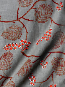 Grey Brown Red Hand Block Printed Cotton Fabric Per Meter - F001F1992