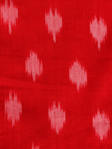 Red Ivory Pochampally Hand Weaved Ikat Mercerised Cotton Fabric Per Meter - F002F1857