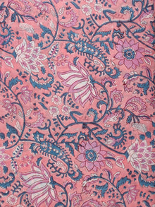 Pink Peach White Grey Hand Block Printed Cotton Fabric Per Meter - F001F2232