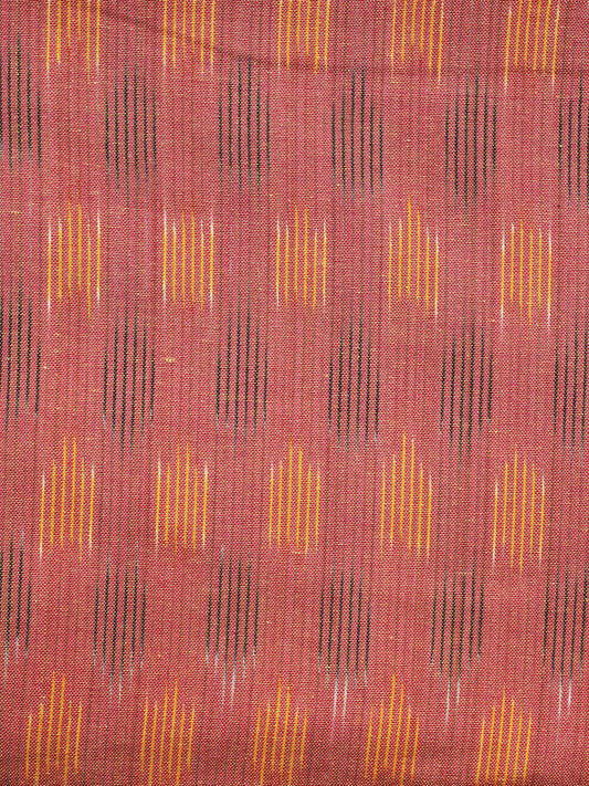 Peach Yellow Pochampally Hand Weaved Ikat Fabric Per Meter - F003F1244