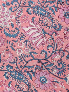 Pink Peach White Grey Hand Block Printed Cotton Fabric Per Meter - F001F2232