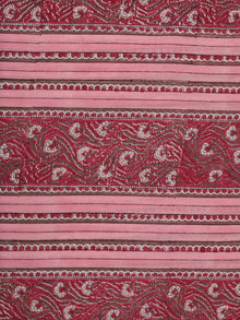 Pink Red White Hand Block Printed Cotton Fabric Per Meter - F001F2372