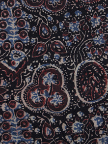 Black Ivory Maroon Blue Ajrakh Printed Cotton Fabric Per Meter - F003F1188