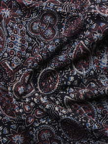 Black Ivory Maroon Blue Ajrakh Printed Cotton Fabric Per Meter - F003F1188