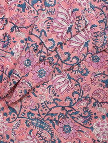 Pink Peach White Grey Hand Block Printed Cotton Fabric Per Meter - F001F2232