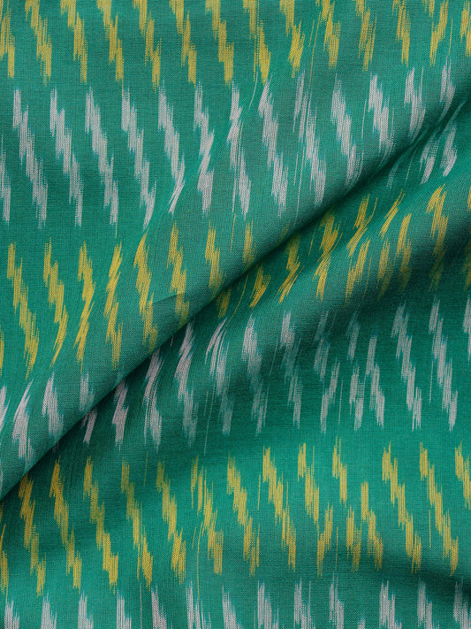 Green Yellow Grey Pochampally Hand Weaved Ikat Mercerised  Fabric Per Meter - F002F1431