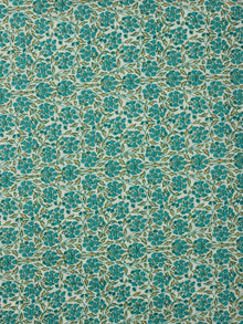 Off White Green Mustard  Hand Block Printed Cotton Fabric Per Meter - F001F2022