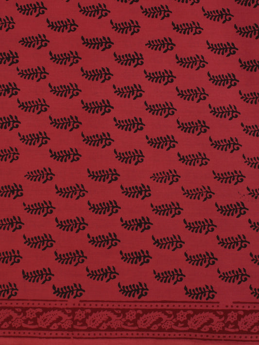 Jam Red Black Bagh Printed Cotton Fabric Per Meter - F005F2083