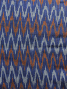 Blue Brown Ivory Pochampally Hand Weaved Ikat Mercerised Cotton Fabric Per Meter - F002F1048