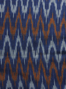 Blue Brown Ivory Pochampally Hand Weaved Ikat Mercerised Cotton Fabric Per Meter - F002F1048