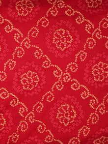 Red Yellow Bandhini Hand Block Printed Cotton Fabric Per Meter - F001F2023