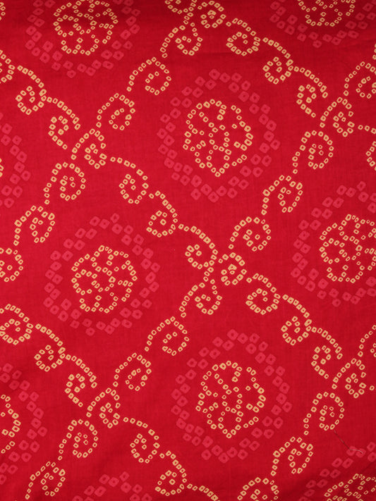 Red Yellow Bandhini Hand Block Printed Cotton Fabric Per Meter - F001F2023