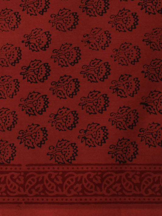 Crimson Red Black Bagh Printed Cotton Fabric Per Meter - F005F2084