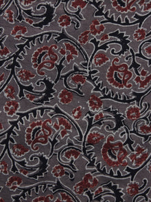 Grey Black Red Ajrakh Printed Cotton Fabric Per Meter - F003F1187