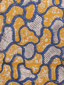 Rust Orange Indigo Biege Hand Block Printed Cotton Fabric Per Meter - F001F1362