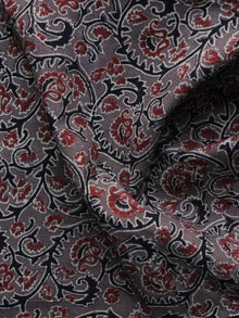 Grey Black Red Ajrakh Printed Cotton Fabric Per Meter - F003F1187