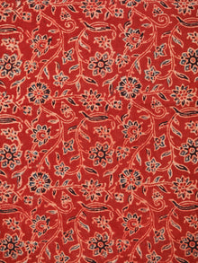 Red Black Beige Ajrakh Block Printed Cotton Fabric Per Meter - F003F1766