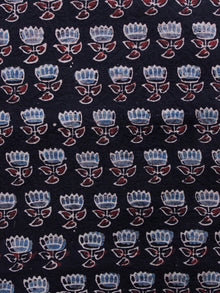 Black Maroon Light Blue Ivory Ajrakh Hand Block Printed Cotton Blouse Fabric - BPA0135