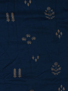 Electric Blue Gold Printed Rayon Fabric Per Meter - F001F2155