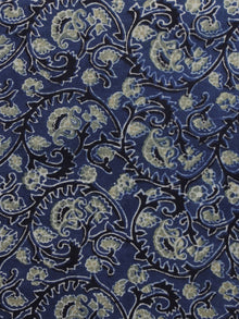 Indigo Black Green Ajrakh Printed Cotton Fabric Per Meter - F003F1189