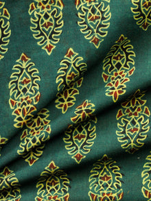 Green Yellow Red Black Ajrakh Hand Block Printed Cotton Fabric Per Meter - F003F1608