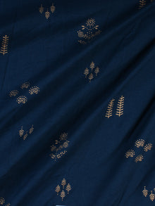 Electric Blue Gold Printed Rayon Fabric Per Meter - F001F2155