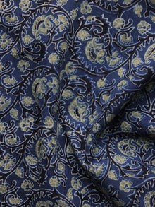 Indigo Black Green Ajrakh Printed Cotton Fabric Per Meter - F003F1189