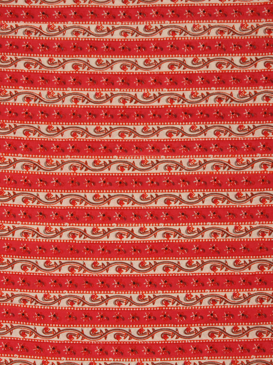 Red Ivory Black Hand Block Printed Cotton Fabric Per Meter - F001F2025