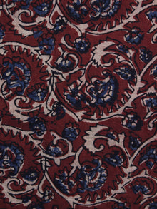 Red Blue Ivory Ajrakh Printed Cotton Fabric Per Meter - F003F1190