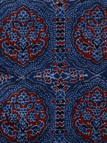 Indigo Black Red Ajrakh Hand Block Printed Cotton Blouse Fabric - BPA0143