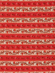 Red Ivory Black Hand Block Printed Cotton Fabric Per Meter - F001F2025