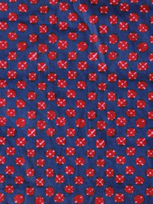 Indigo Red Hand Block Printed Cotton Fabric Per Meter - F001F1937