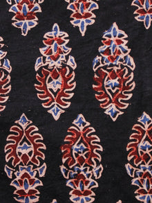 Black Ivory Blue Red Ajrakh Hand Block Printed Cotton Fabric Per Meter - F003F1607